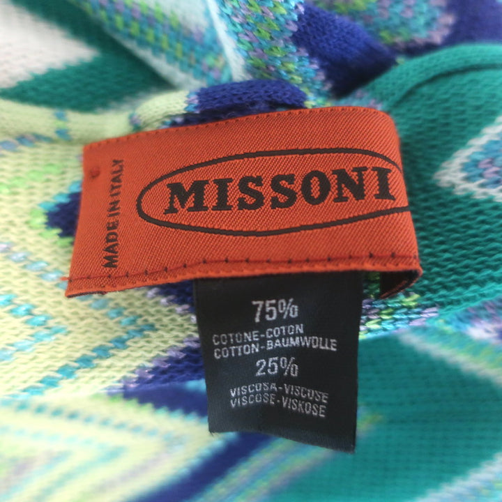 Missoni Zig Zag Knit Scarf Aqua/Cream Cotton-Blend
