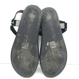 STAUD Betty Rhinestone Sandals Black Leather Size 41