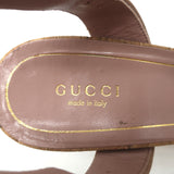 Gucci Jacquelyne Studded T-Strap Cork Sandals Nude Patent Leather Size 39