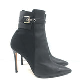 Gianvito Rossi Buckled Ankle Boots Black Leather & Mesh Size 38.5