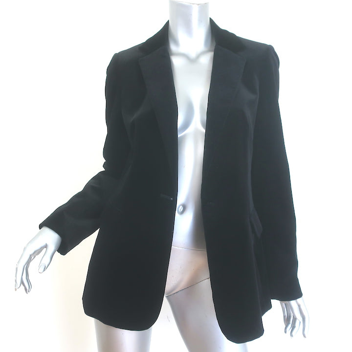 FRAME Classic Velvet Blazer Black Size 8 One-Button Jacket