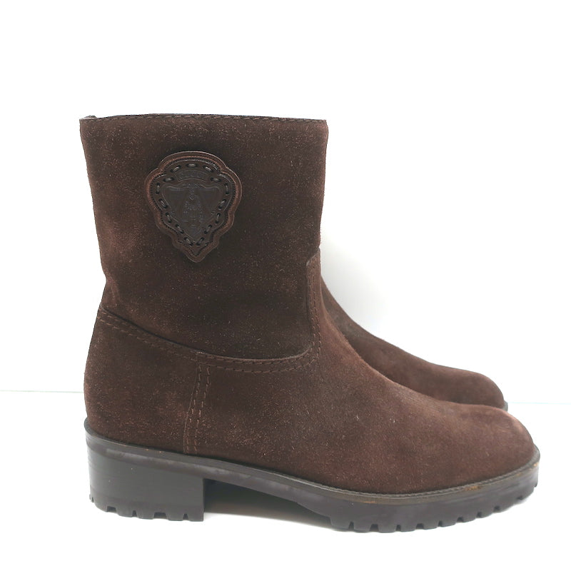 Gucci Shearling Ankle Boots Dark Brown Suede Size 40