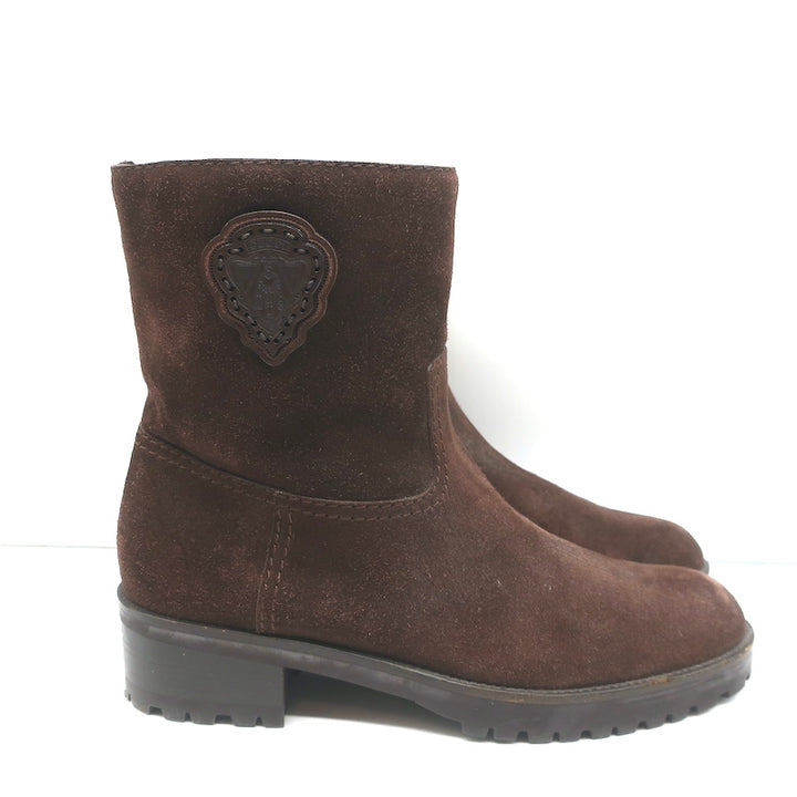 Gucci Shearling Ankle Boots Dark Brown Suede Size 40