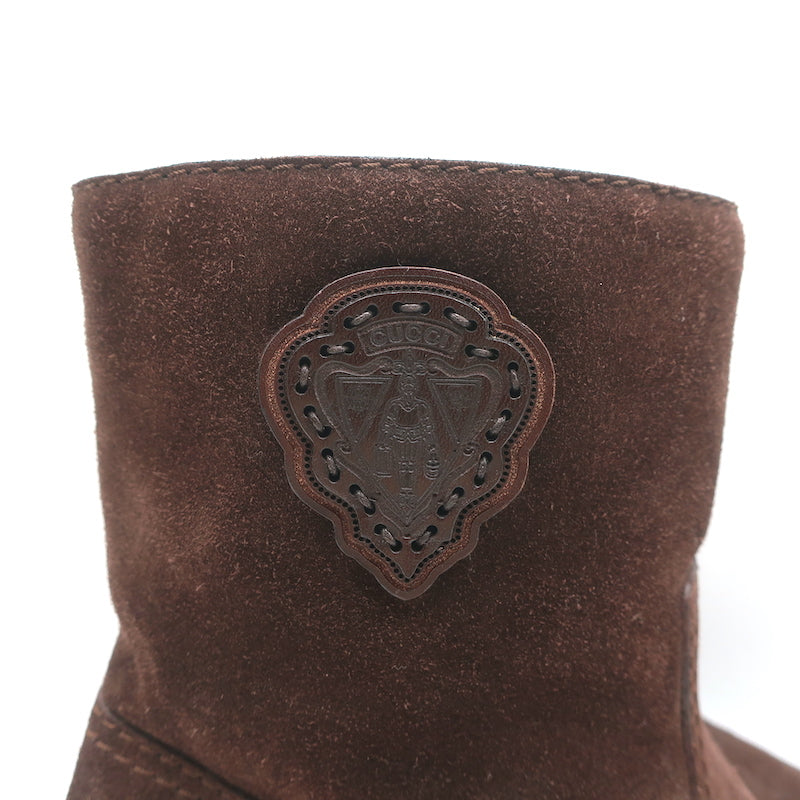 Gucci Shearling Ankle Boots Dark Brown Suede Size 40