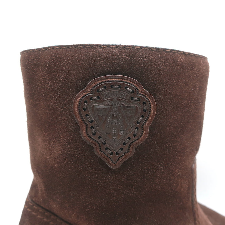 Gucci Shearling Ankle Boots Dark Brown Suede Size 40