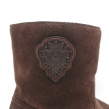 Gucci Shearling Ankle Boots Dark Brown Suede Size 40