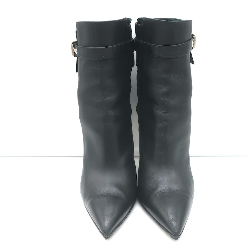 Gianvito Rossi Buckled Ankle Boots Black Leather &amp; Mesh Size 38.5