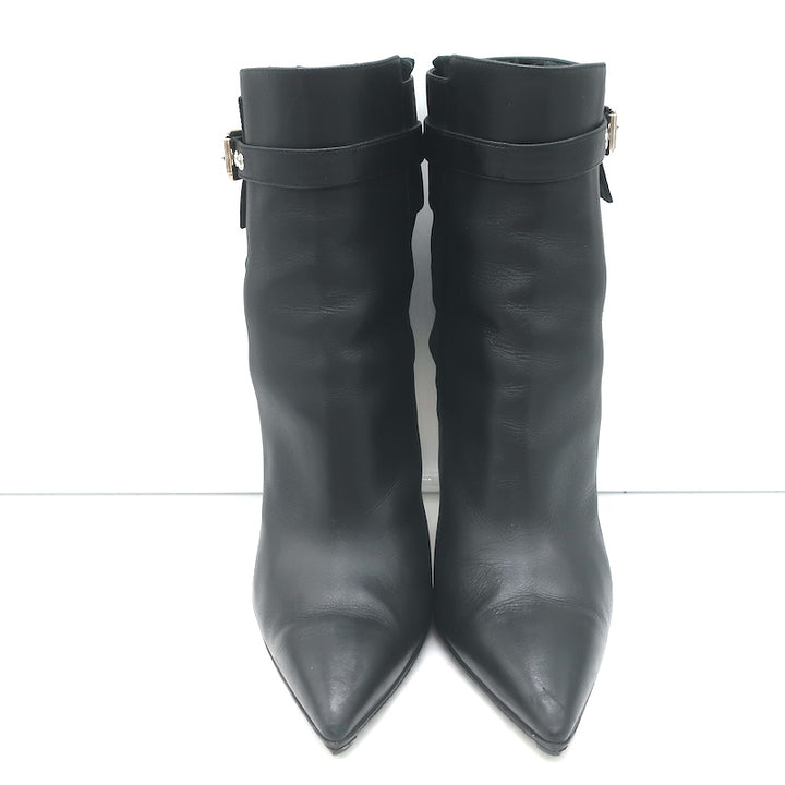 Gianvito Rossi Buckled Ankle Boots Black Leather &amp; Mesh Size 38.5