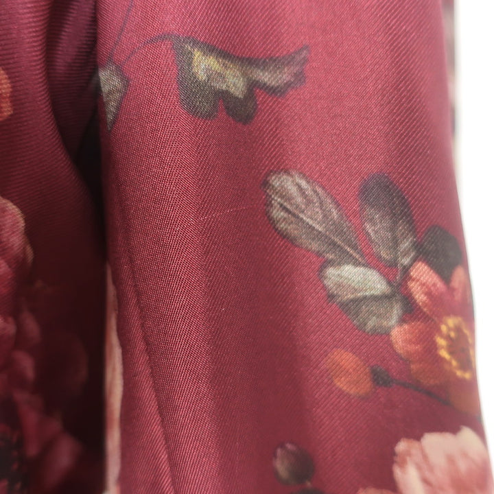 Zimmermann Luminosity Belted Shirt Dress Burgundy Floral Print Silk Size 3 NEW