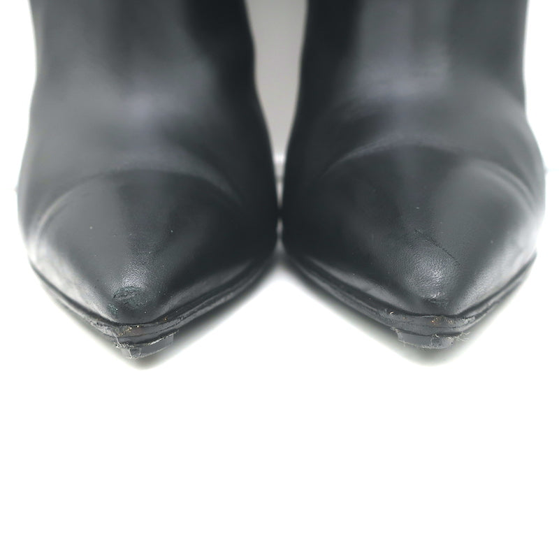 Gianvito Rossi Buckled Ankle Boots Black Leather &amp; Mesh Size 38.5