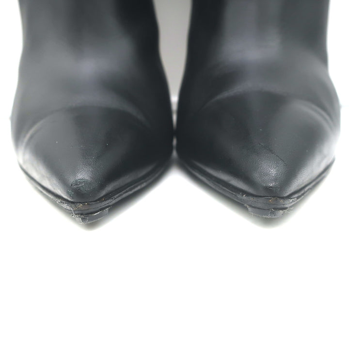 Gianvito Rossi Buckled Ankle Boots Black Leather &amp; Mesh Size 38.5