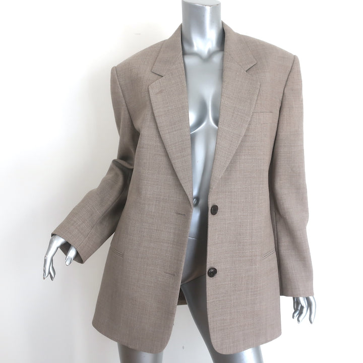 The Row Marina Jacket Taupe Virgin Wool Size Small Two-Button Oversized Blazer