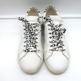 Saint Laurent Andy Leopard Low Top Sneakers White Perforated Leather Size 39