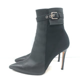 Gianvito Rossi Buckled Ankle Boots Black Leather & Mesh Size 38.5