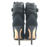 Gianvito Rossi Buckled Ankle Boots Black Leather & Mesh Size 38.5