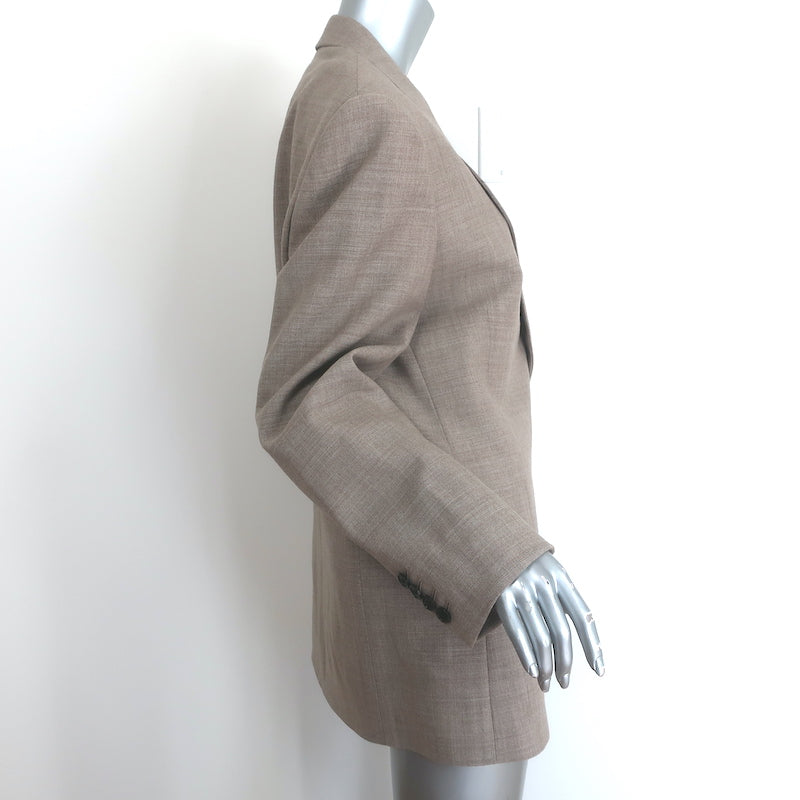 The Row Marina Jacket Taupe Virgin Wool Size Small Two-Button Oversized Blazer