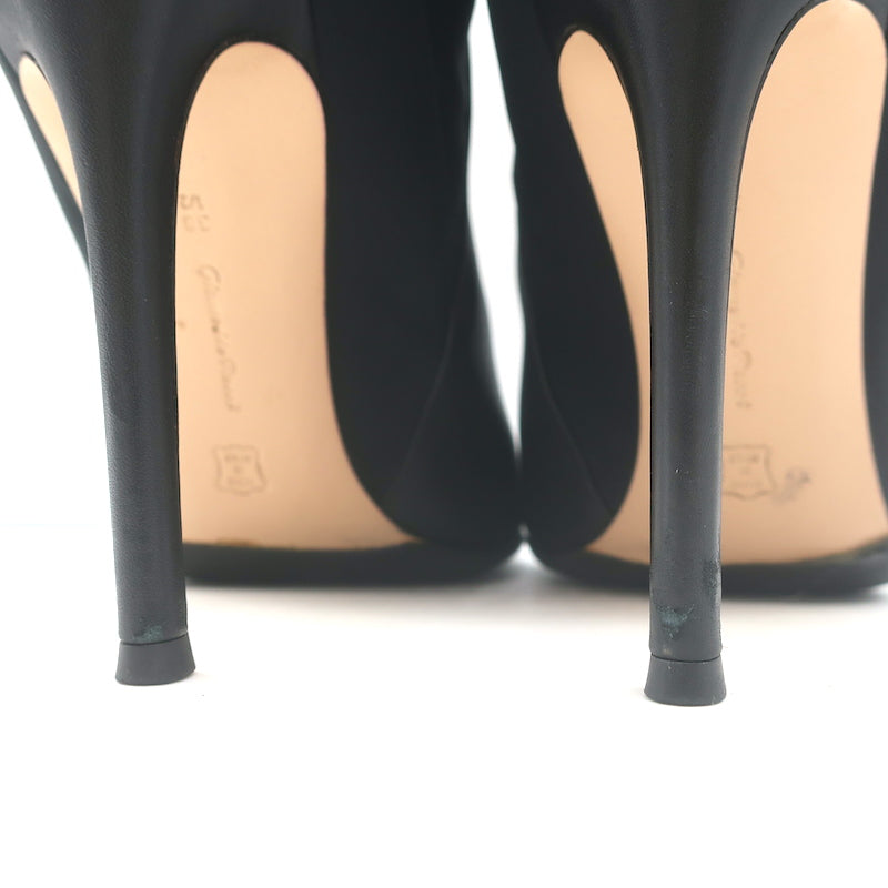 Gianvito Rossi Buckled Ankle Boots Black Leather &amp; Mesh Size 38.5