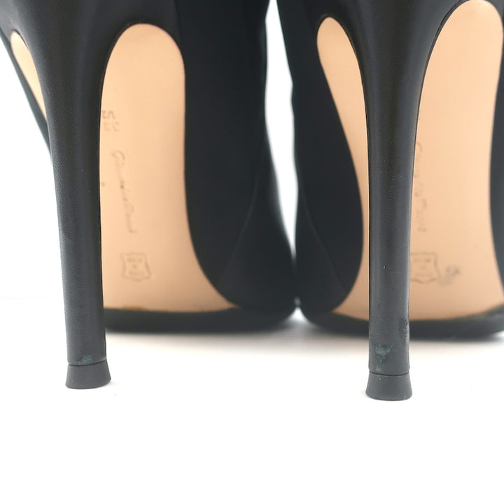 Gianvito Rossi Buckled Ankle Boots Black Leather &amp; Mesh Size 38.5