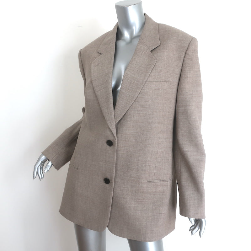 The Row Marina Jacket Taupe Virgin Wool Size Small Two-Button Oversized Blazer