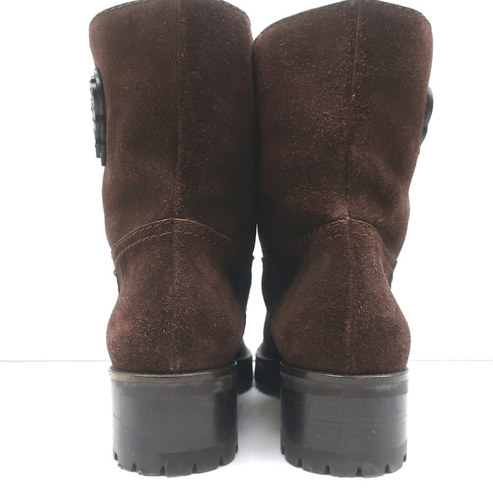 Gucci Shearling Ankle Boots Dark Brown Suede Size 40