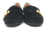 Gucci GG Marmont Fringed Loafers Black Suede Size 37