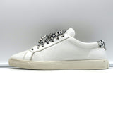 Saint Laurent Andy Leopard Low Top Sneakers White Perforated Leather Size 39