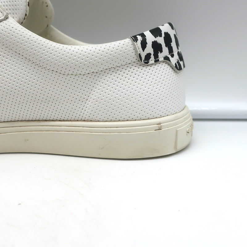 Saint Laurent Andy Leopard Low Top Sneakers White Perforated Leather Size 39