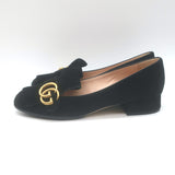 Gucci GG Marmont Fringed Loafers Black Suede Size 37
