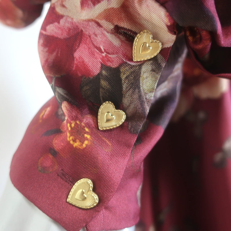 Zimmermann Luminosity Belted Shirt Dress Burgundy Floral Print Silk Size 3 NEW