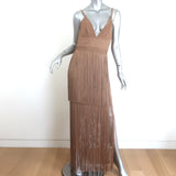 Herve Leger Tiered Fringed Bandage Gown Toffee Size Medium