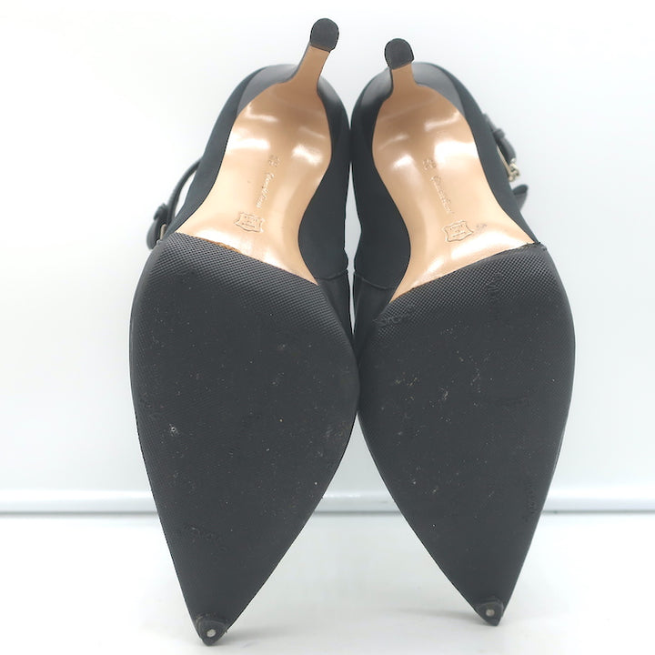 Gianvito Rossi Buckled Ankle Boots Black Leather &amp; Mesh Size 38.5