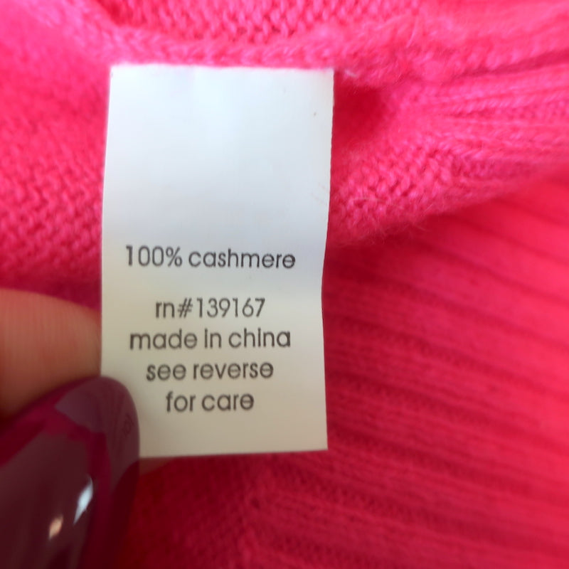 27 Miles Cashmere Sweater Neon Pink Size Small V-Neck Pullover