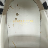 Saint Laurent Andy Leopard Low Top Sneakers White Perforated Leather Size 39