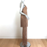 Herve Leger Tiered Fringed Bandage Gown Toffee Size Medium