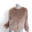 MOTHER The Letterman Faux Fur Bomber Jacket Blush Size Extra Small