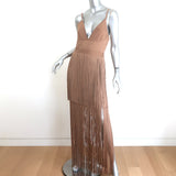 Herve Leger Tiered Fringed Bandage Gown Toffee Size Medium