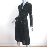 Samantha Sung Shirtdress Black Printed Wool Jersey Size 6 Long Sleeve Dress
