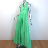 Emporio Sirenuse Colette Tiered Halter Maxi Dress Mint Cotton Poplin Size 38