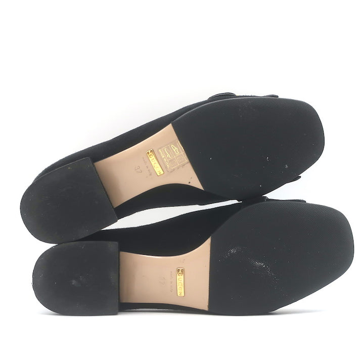 Gucci GG Marmont Fringed Loafers Black Suede Size 37
