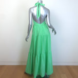 Emporio Sirenuse Colette Tiered Halter Maxi Dress Mint Cotton Poplin Size 38