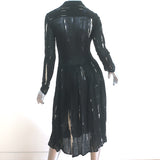 Samantha Sung Shirtdress Black Printed Wool Jersey Size 6 Long Sleeve Dress