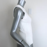 KHAITE Manu Ribbed Knit Tank Top Cream Cotton-Blend Size Small