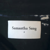 Samantha Sung Shirtdress Black Printed Wool Jersey Size 6 Long Sleeve Dress
