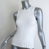 KHAITE Manu Ribbed Knit Tank Top Cream Cotton-Blend Size Small