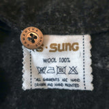 Samantha Sung Shirtdress Black Printed Wool Jersey Size 6 Long Sleeve Dress