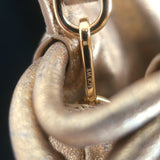 Loewe Flamenco Medium Clutch Distressed Gold Leather Crossbody Bag NEW