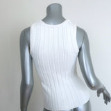 KHAITE Manu Ribbed Knit Tank Top Cream Cotton-Blend Size Small
