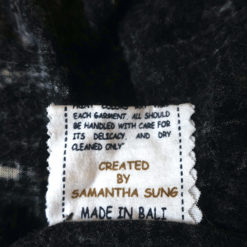 Samantha Sung Shirtdress Black Printed Wool Jersey Size 6 Long Sleeve Dress