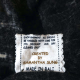 Samantha Sung Shirtdress Black Printed Wool Jersey Size 6 Long Sleeve Dress