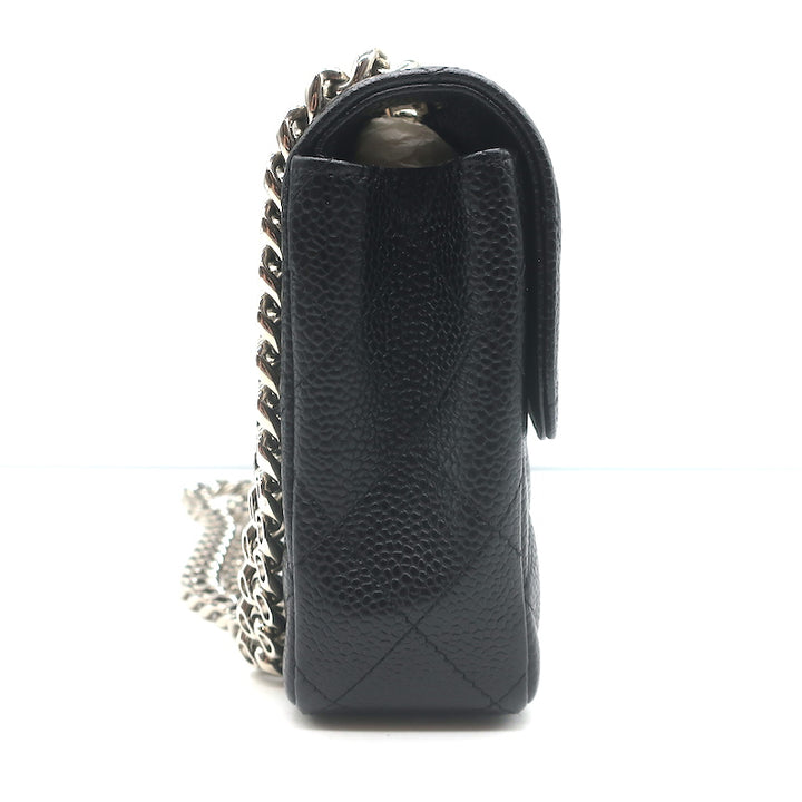 Chanel 00V Bijoux Chain East West Flap Bag Black Quilted Caviar Leather